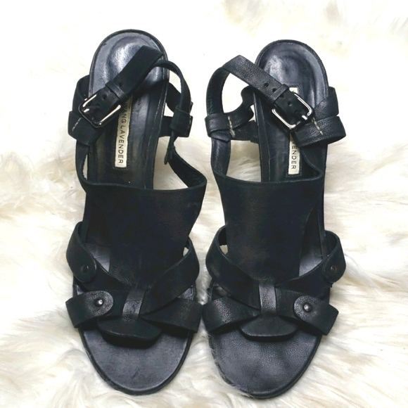 Vera Wang Lavender Label Heeled Black Leather 9 - Picture 9 of 11